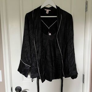 Large Black Silk Victoria Secret Lounge Set